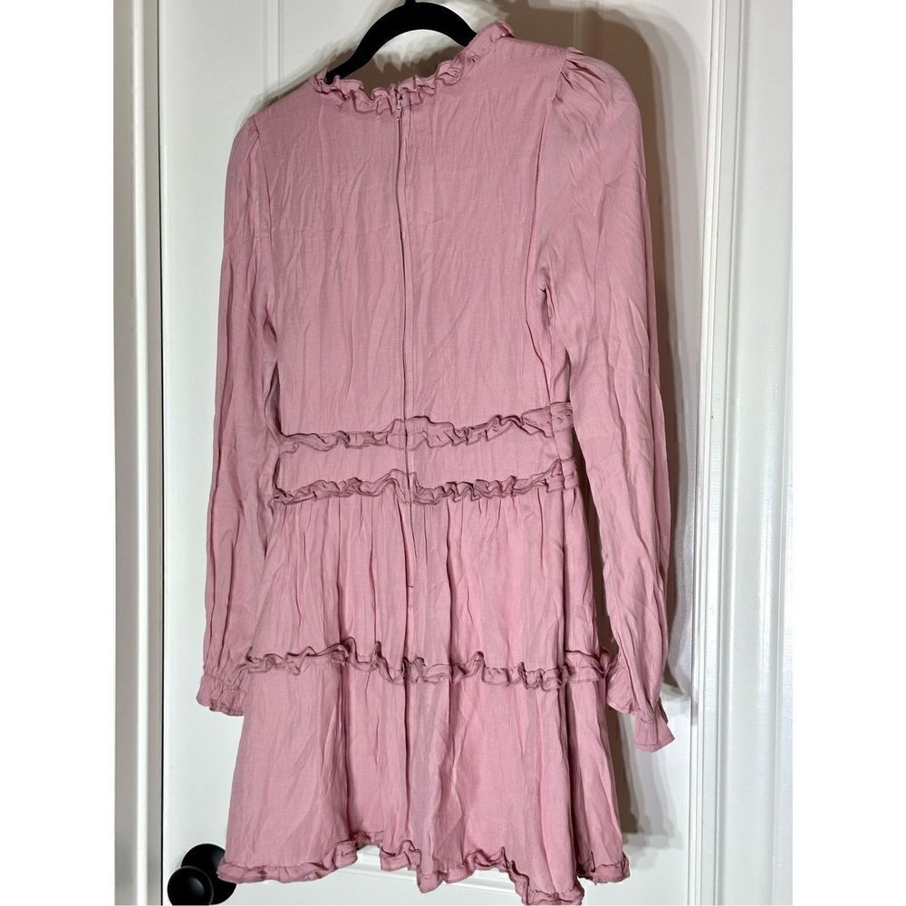 Mi Ami Francesca’s long sleeve ruffle mini dress in a pretty pink. NWT Size S - Picture 7 of 7